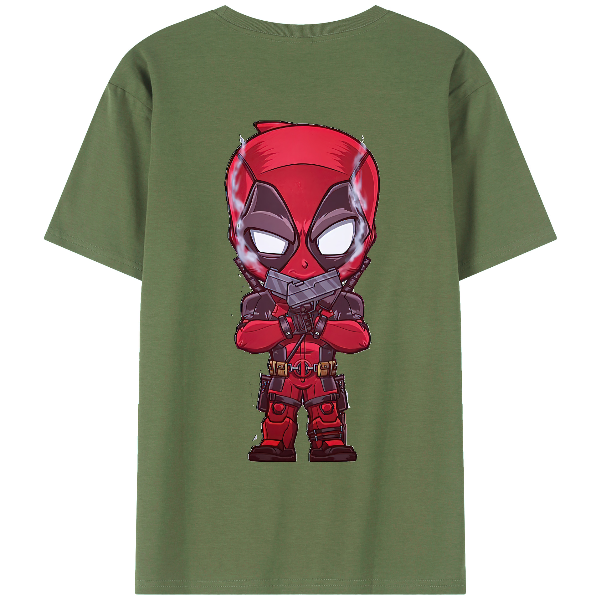 （画像用） Deadpool デッドプール 綿100％ メンズ半袖Tシャツ（バックプリント） 通気性